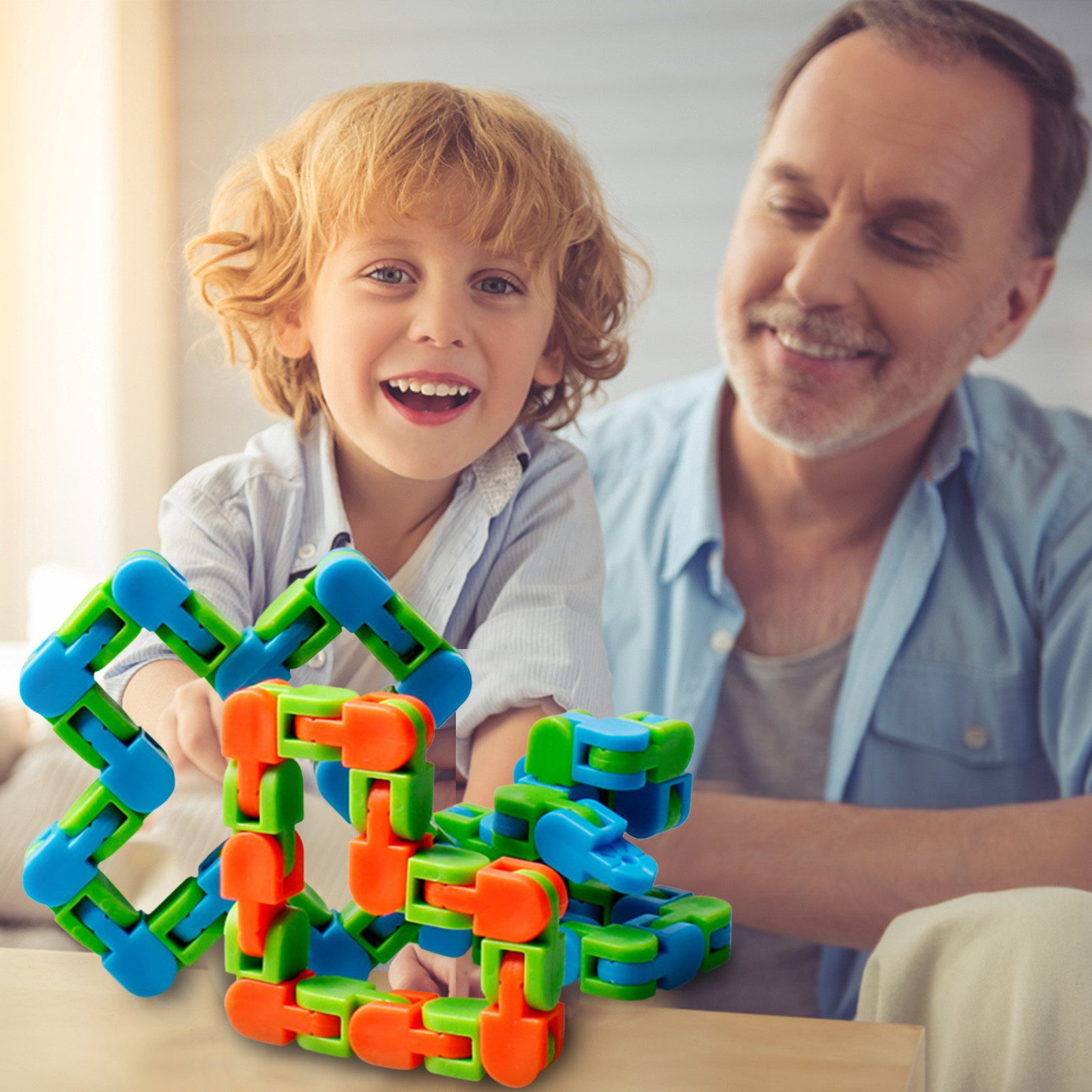سلسلة تململ مضحكة مضادة للتوتر للبالغين – سوار على شكل سلسلة دراجة – لعبة ألغاز وتعليم لتخفيف التوتر
