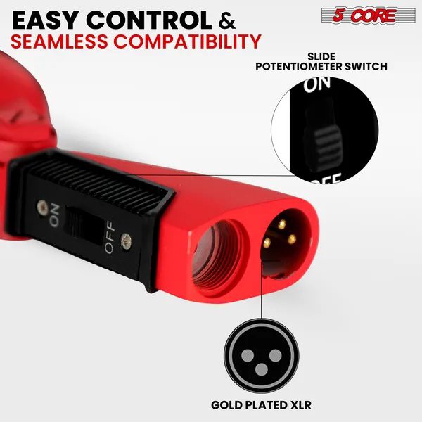 5 Core ميكروفون كلاسيكي ديناميكي احترافي XLR للاستوديو بتصميم ريترو عتيق أحمر - RTRO MIC RED - الصورة 4