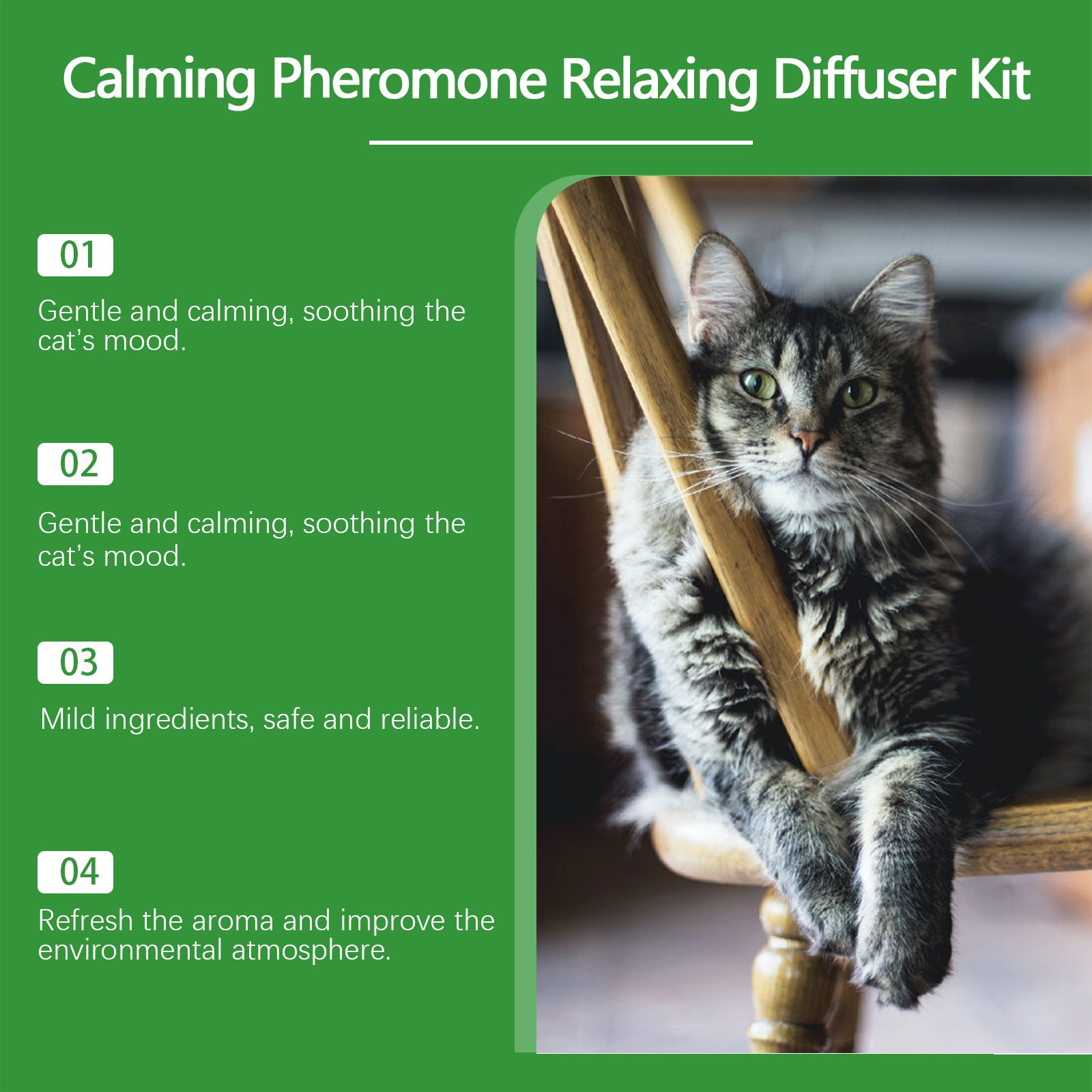 Cat Calming Pheromone Diffuser Kit 45ml, Stress Relief For Anxious Cats & Kittens - Image 9