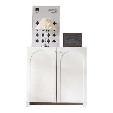 Storage Cabinet With 2 Doors, Wooden Buffet Sideboard With Adjustable Shelf And Metal Handles, Freestanding Kitchen Cupboard For Living Room, Dining Room And Hallway, White, 80 X 40 X 80 Cm