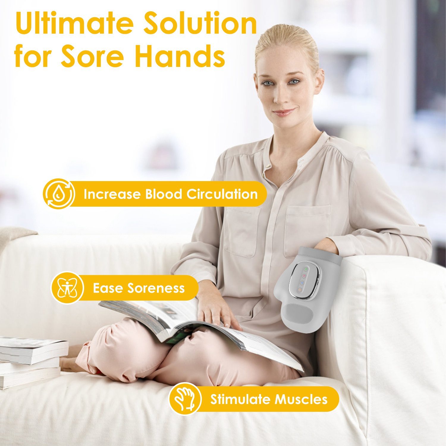 1Pc Hand Massager With Heat Compression Cordless Hand Massager For Arthritis Carpal Tunnel With 3 Modes 3 Heat Levels 5 Intensity Levels Disposable Gloves Finger Massager Carry Bag - Image 6