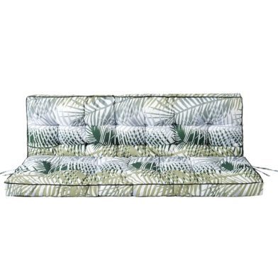 Outdoor Swing Cushions 55Inch,Waterproof 4in Thick Porch Swing Cushion Replacement With Backrest And Ties,Comfortable 2-3 Seat Pation Swing Pad For Backyard,Garden,Lawn,Outdoor Furniture Bamboo Leaf