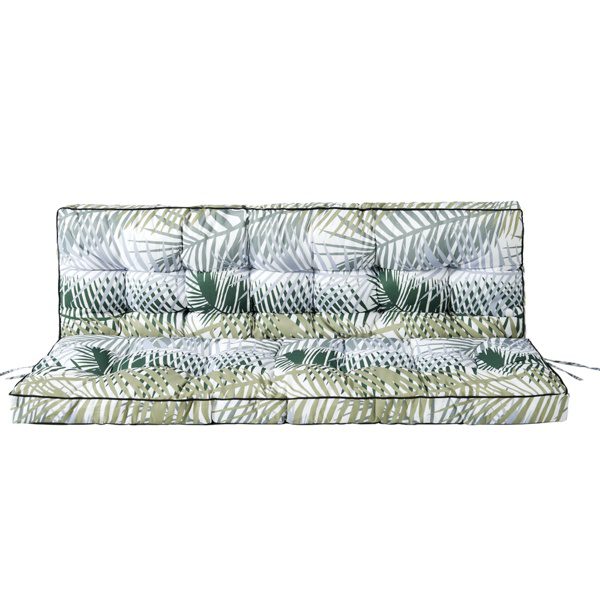 Outdoor Swing Cushions 55Inch,Waterproof 4in Thick Porch Swing Cushion Replacement With Backrest And Ties,Comfortable 2-3 Seat Pation Swing Pad For Backyard,Garden,Lawn,Outdoor Furniture Bamboo Leaf