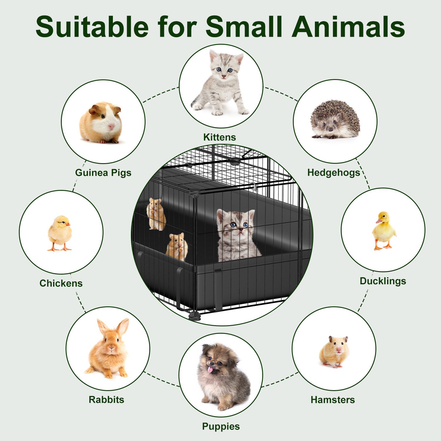 47x24x12IN Guinea Pig Cage Small Animal Playpen DIY Metal Pet Enclosure With 20 Panels Waterproof Floor Mat For Hedgehogs Chickens Ducklings Rabbits Hamsters - Image 3