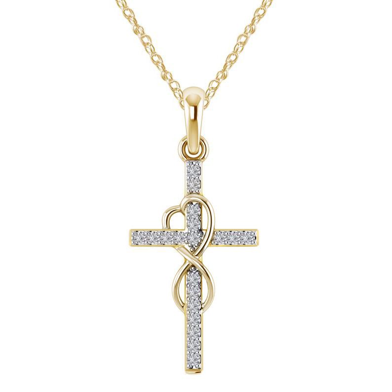 Alloy Pendant With Diamond And Eight-character Cross Necklace - Image 6