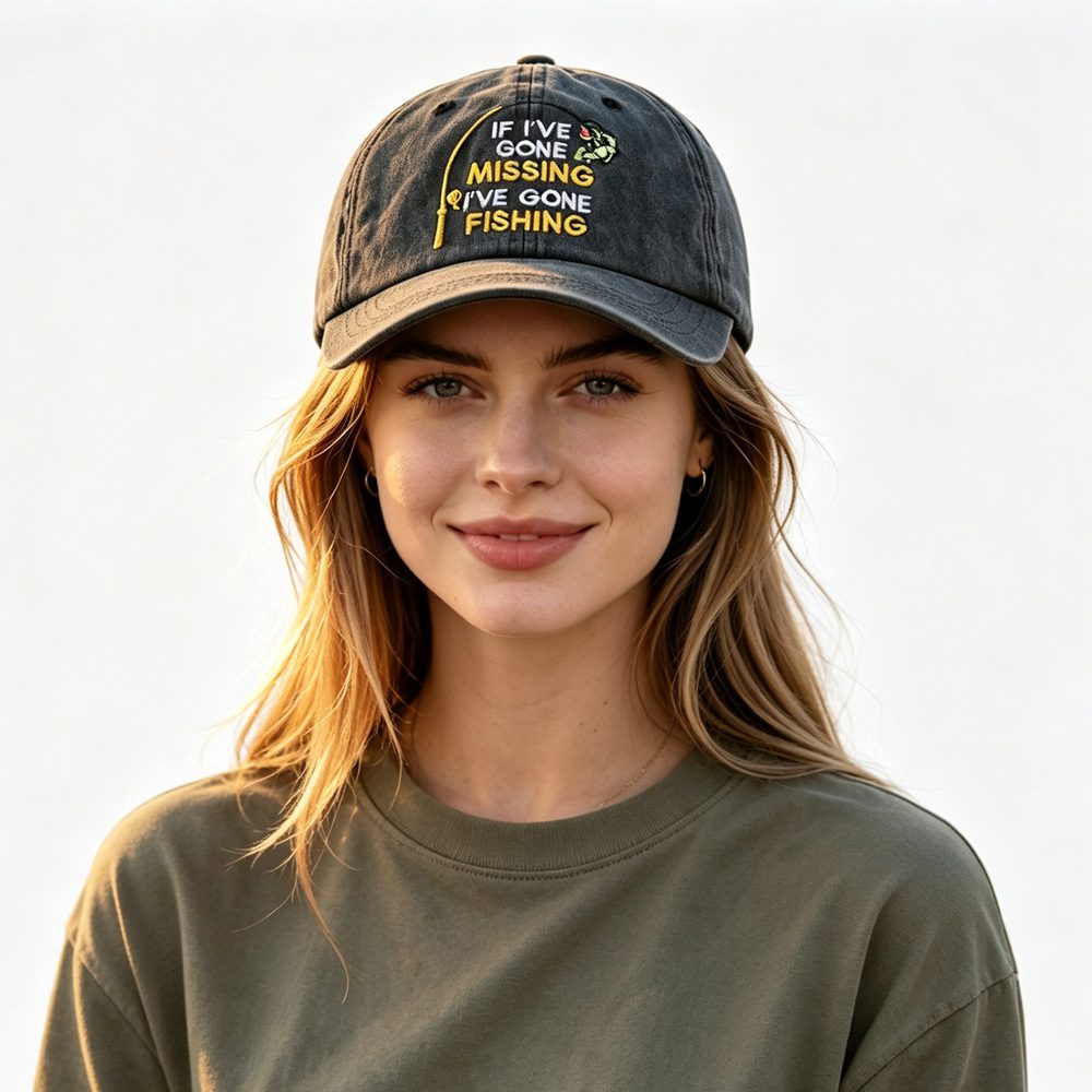 2pcs Vintage Washed Fishing Baseball Cap For Women, Embroidery If I Ve Gone Missing I Ve Gone Fishing Funny Hat, Outdoor Fisherman Gift Hat - Image 8