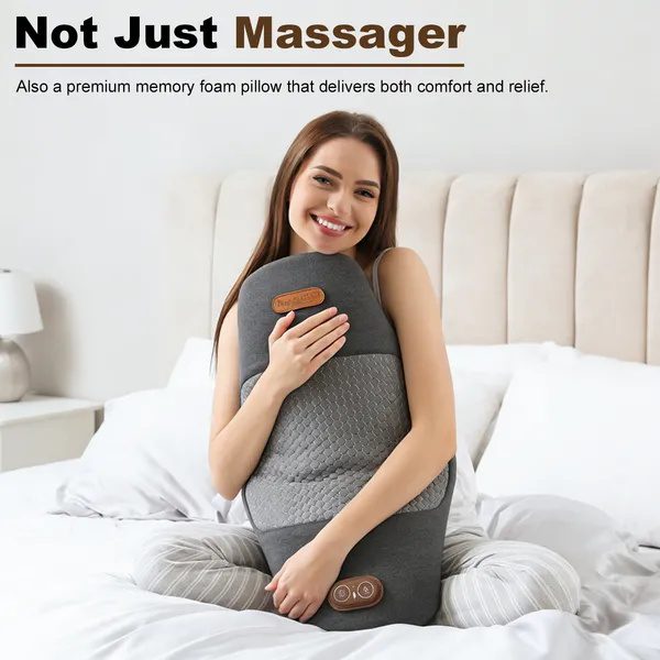 2 In 1 Electric Lumbar Massager Support Pillow Memory Foam Lower Back Massager With Heat Vibration Adapter For Pain Relief - Image 5