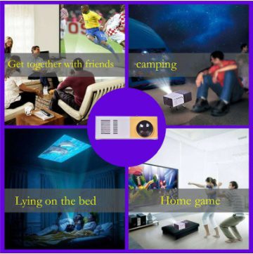 بروجيكتور محمول ثلاثي الأبعاد اتش دي إل إي دي سينما منزلية متوافق مع HDMI وبروجكتور صوتي USB YG300 بروجيكتور صغير