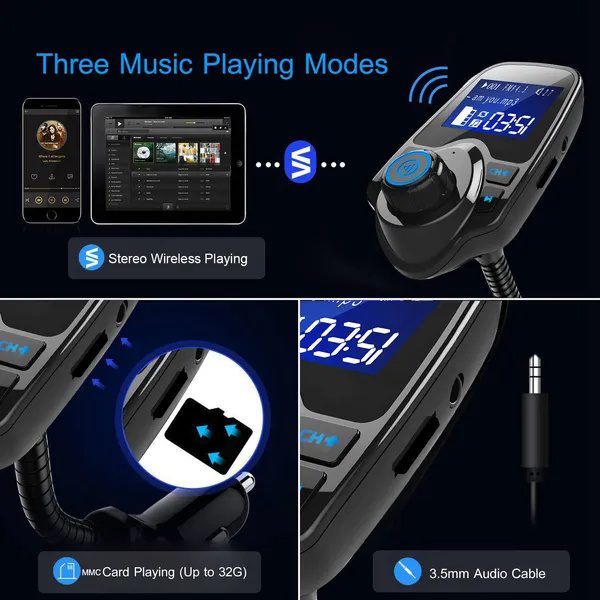 Car Wireless FM Transmitter Fast USB Charge Hands-free Call Car MP3 Player AUX Input - Image 2