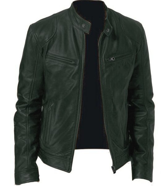 Men's Zip-up Cardigan PU Leather Jacket Fashion Pockets Stand Collar Short Tops Clothing - Image 7