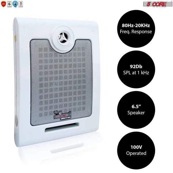 مكبرات صوت خارجية من 5 CORE، مكبر صوت ستيريو جداري 500W Peak سلبي، قابل للتركيب، سلكي مقاوم للماء لنظام صوت الفناء والمنزل والجراج والداخل والخارج - Bocinas Para Casa - Window - الصورة 4