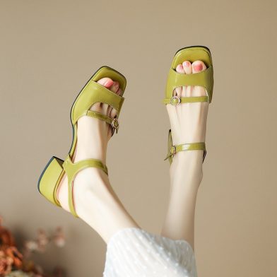 Plus-size Shoes Fish-mouth Design Chunky Heel Ankle-strap Sandals For Women