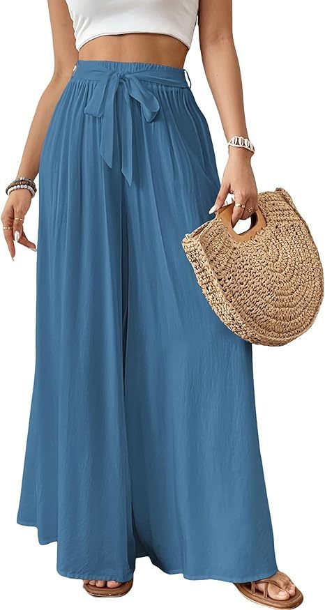 Womens Flowing Floral Wide-Leg Pants - Image 3