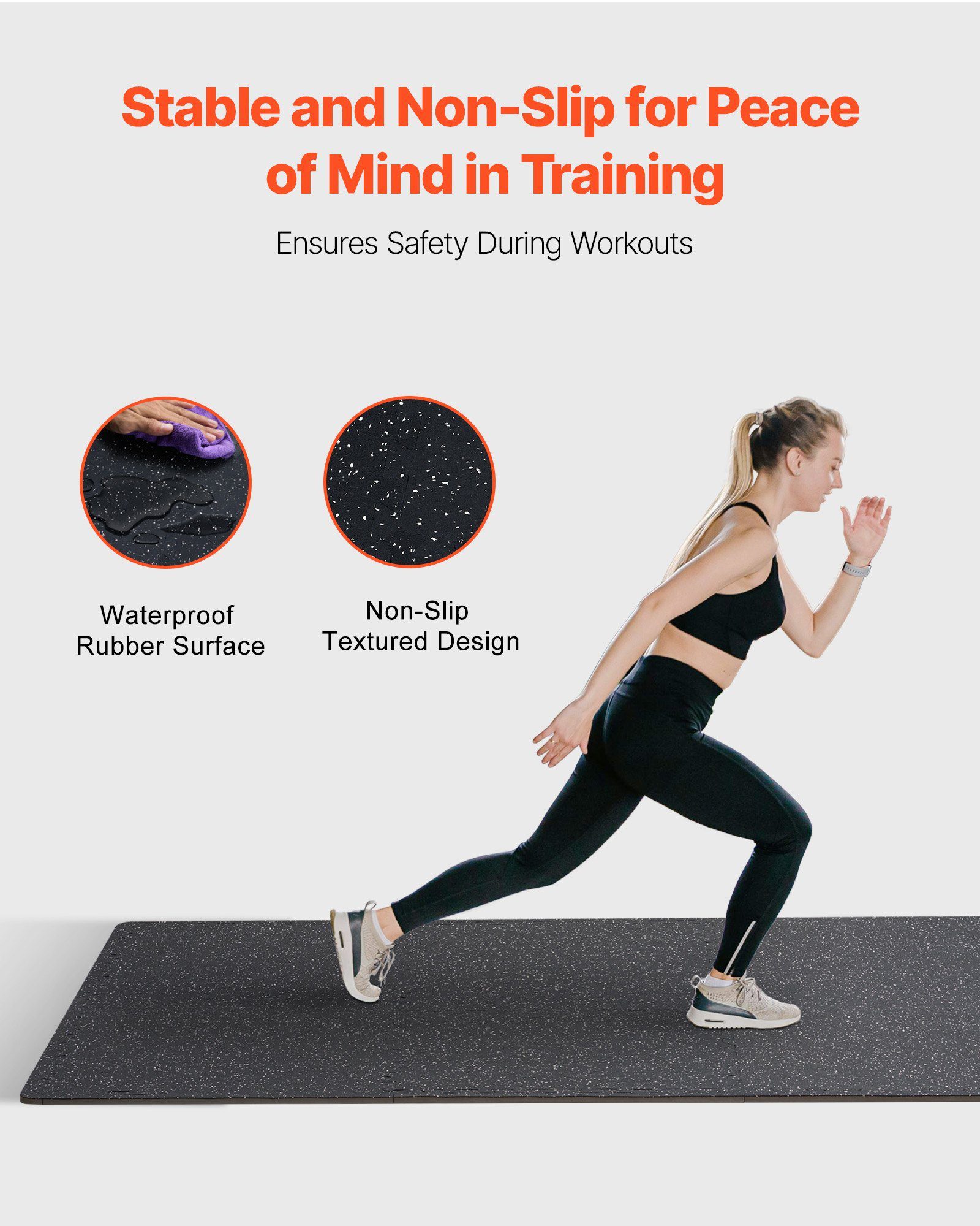 0.56 Inch Thick Gym Floor Mats, 6 Tiles Rubber Top With EVA Foam, 25" X 25" Gym Flooring Workout Mats With 25 Sq.ft Coverage, Interlocking Puzzle Gym Mats For Gym, Home, Garage, Black & White - Image 4