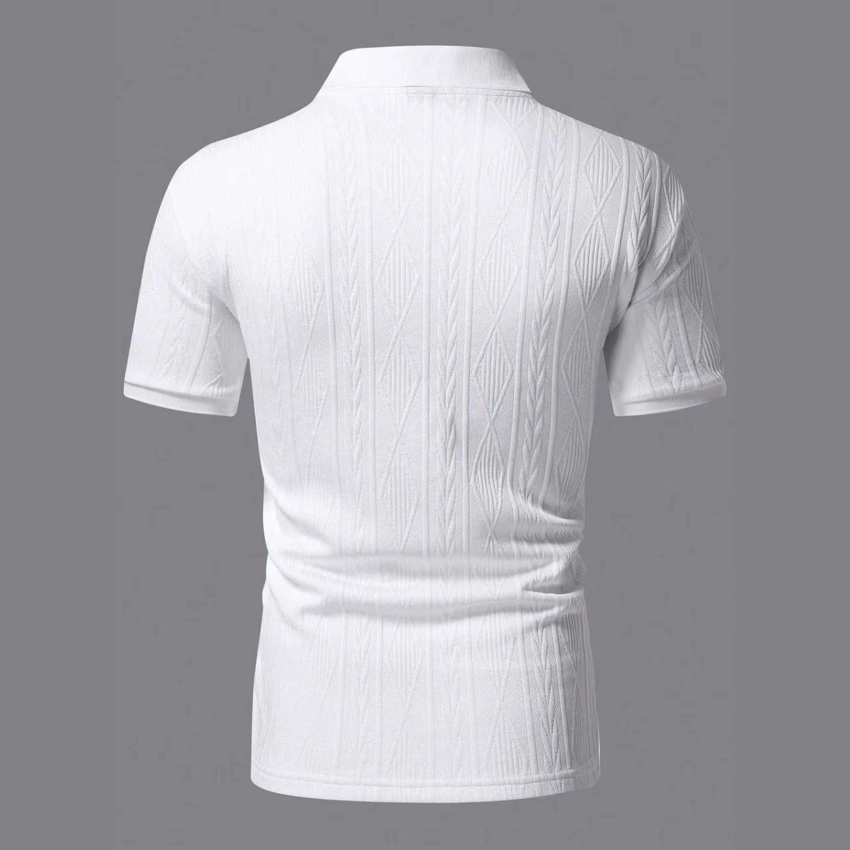 Summer New European And American Cross-Border Mens Short-Sleeve Jacquard Top - Image 4