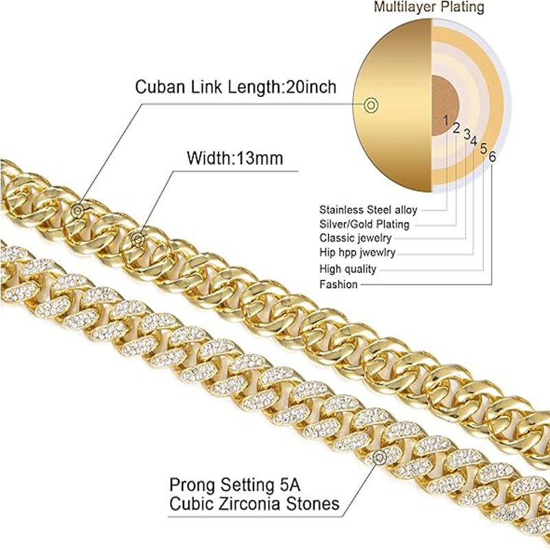 13mm Width Football Pendant Necklace,Number 23 Chain Iced Out Pendant Necklace, 3D Diamond Gold Zinc Alloy Stainless Steel Religious Zircon - Image 5