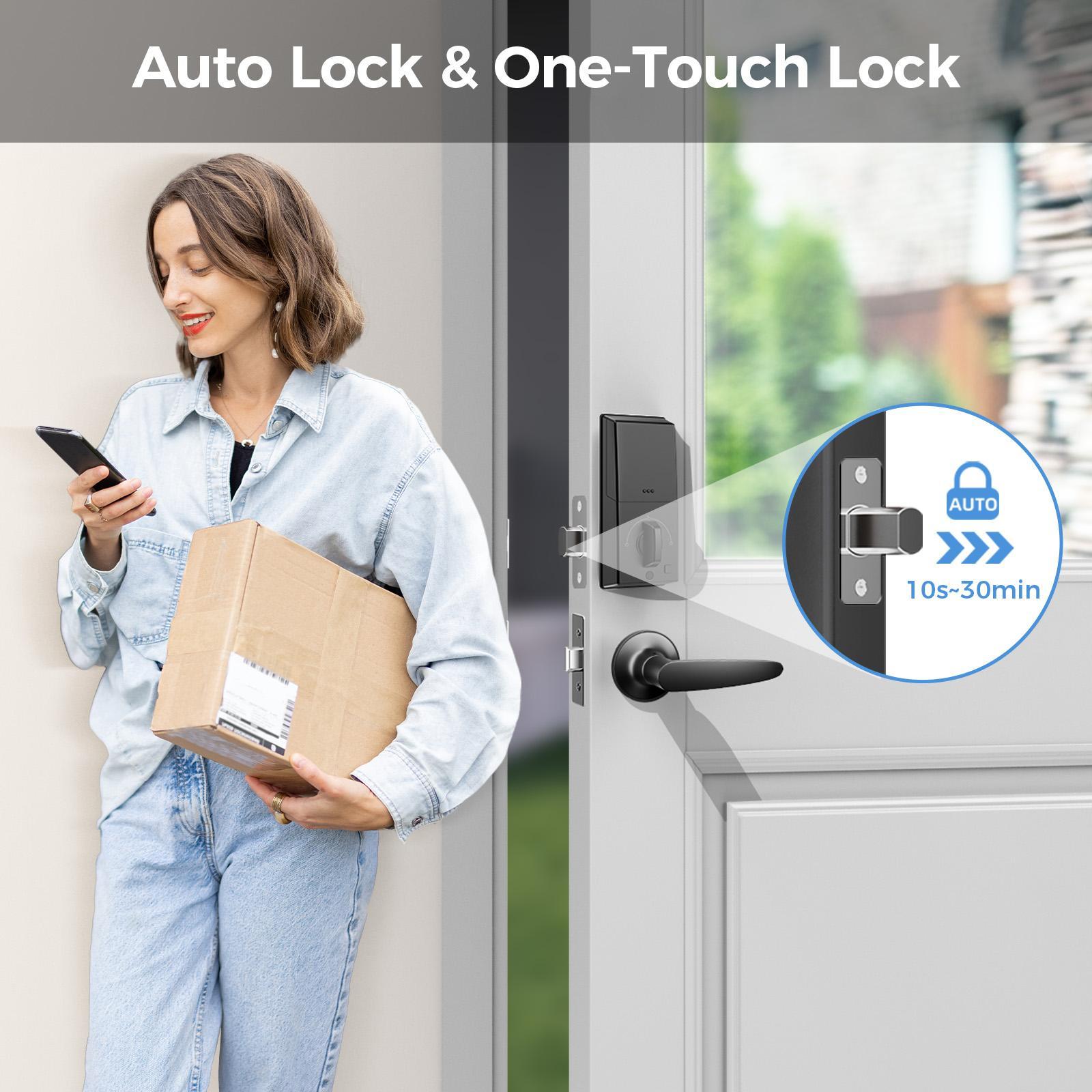 Keyless Entry Door Lock With Handle App-Controlled Front Door Lock Set With Keypad Auto-Lock & One-Touch Locking Anti-Peep Code Feature Easy Installation - Image 10