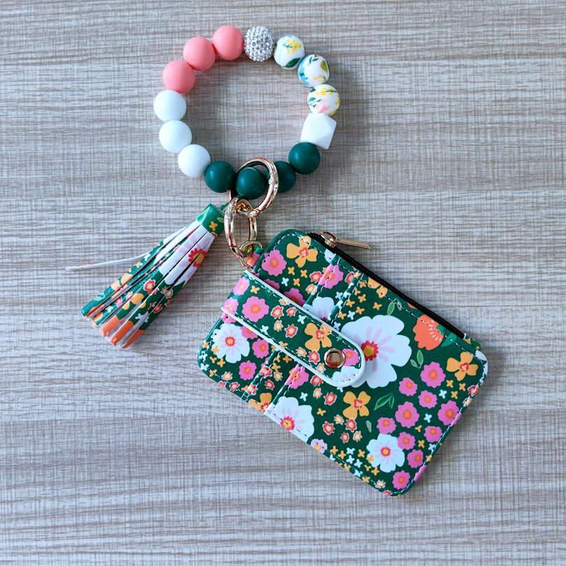Womens Silicone Bead Bracelet Keychain Cardholder - Image 7