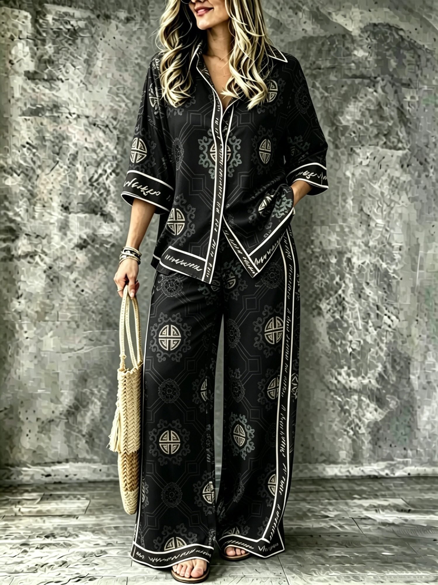 SpringSummer Digital-Print Shirt And Pants Set - Image 3