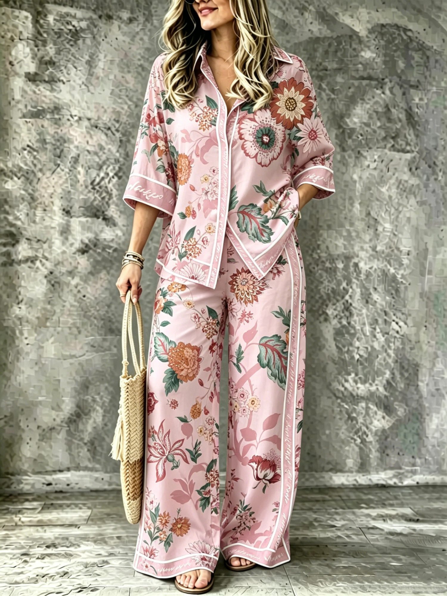 SpringSummer Digital-Print Shirt And Pants Set - Image 2