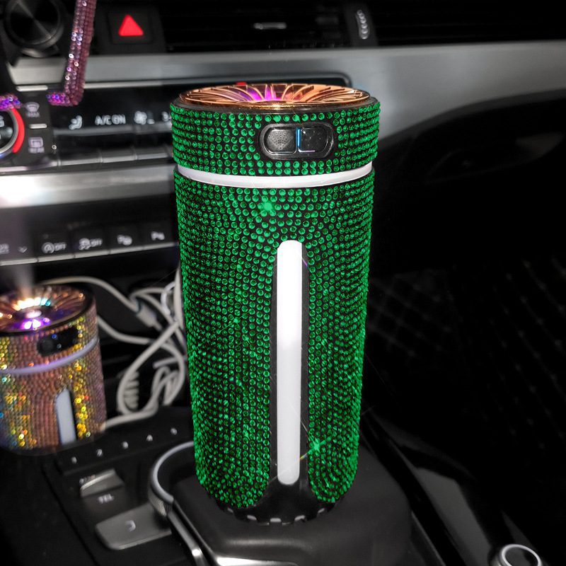 معطر هواء ومرطب سيارة فاخر بتصميم الألماس مع إضاءة LED، موزع عطور لتنقية وتعطير هواء السيارة وإكسسوارات سيارات للنساء - الصورة 6