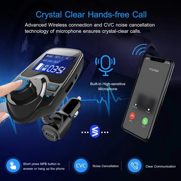 Car Wireless FM Transmitter Fast USB Charge Hands-free Call Car MP3 Player AUX Input - Image 3