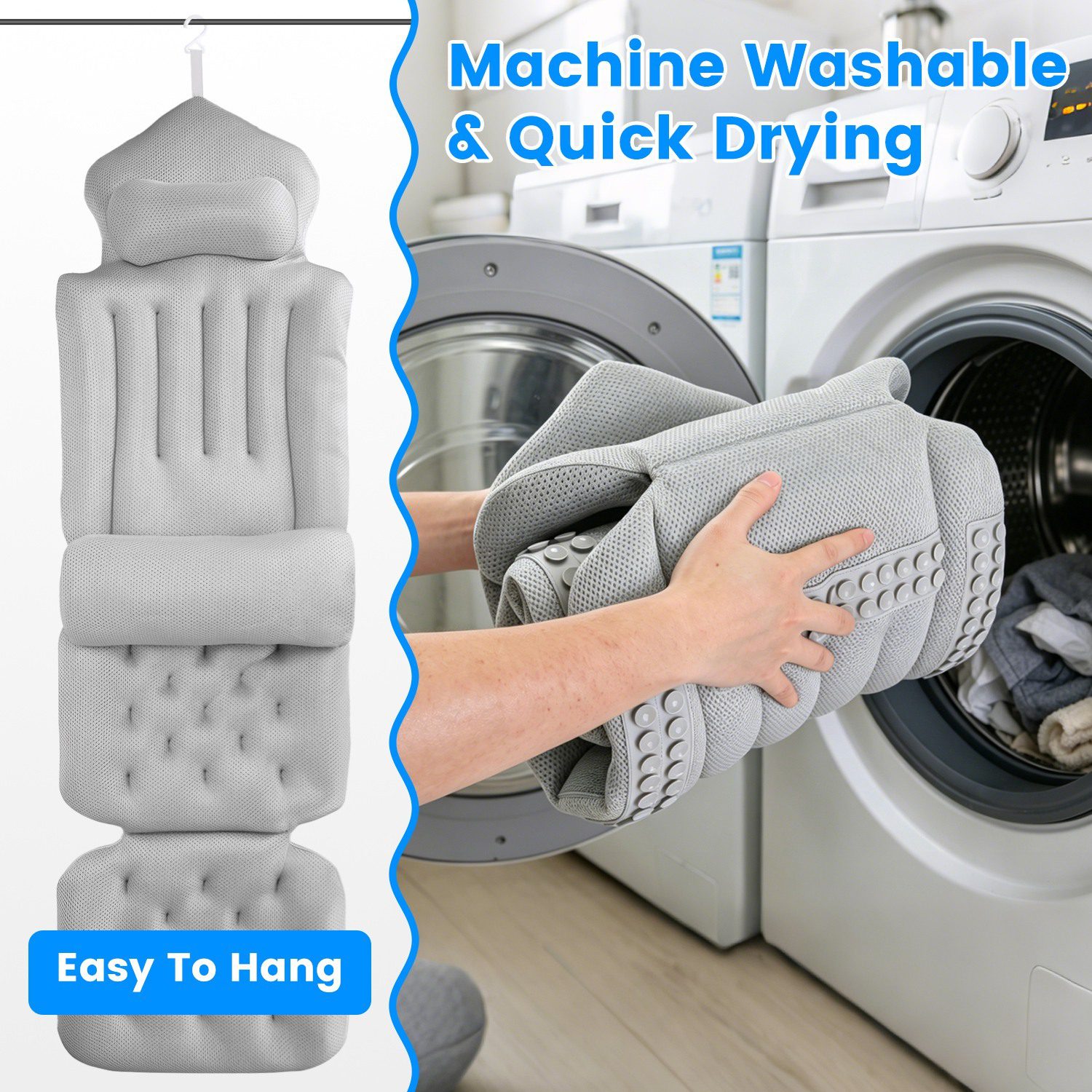1Pc Full Body Bath Pillow With Headrest Lumbar Support Quick-Drying Bathtub Cushion With Breathable 4D Honeycomb Mesh Cushion Nonslip Machine Washable - Image 8