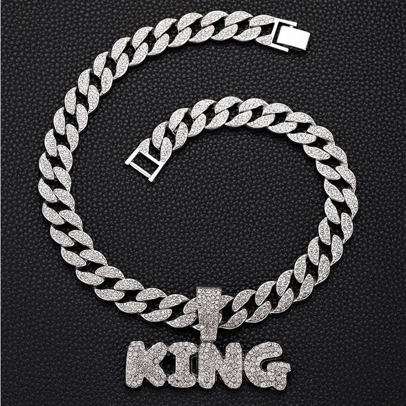 13mm Width Football Pendant Necklace,Full Diamond King Fashion Pendant Necklace, 3D Diamond Gold Zinc Alloy Stainless Steel Religious Zircon - Image 3