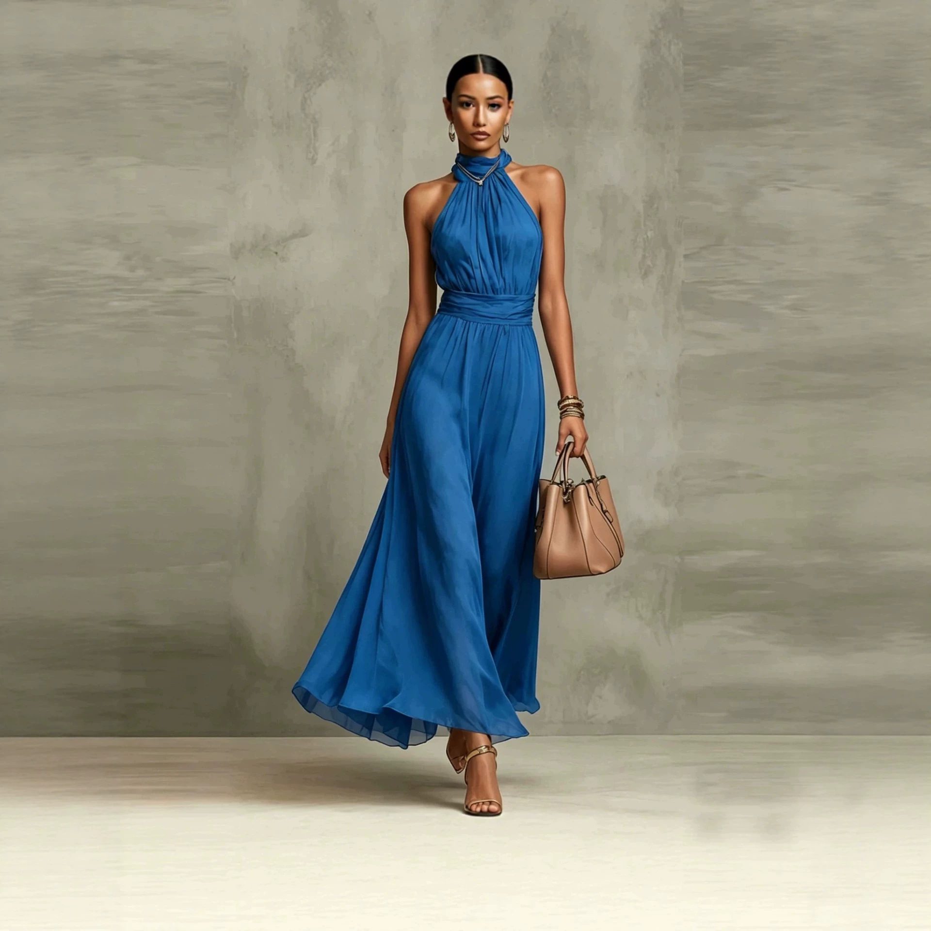 Resort-style Waist-cinching Figure-flattering Pleated Dress - Image 4