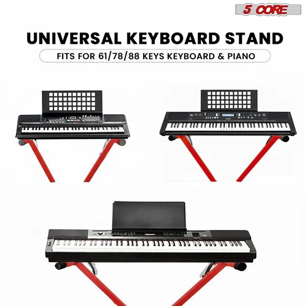 5 Core Keyboard Stand X Shape Adjustable Foldable Portable Key Board Stands W Locking Strap - الصورة 4