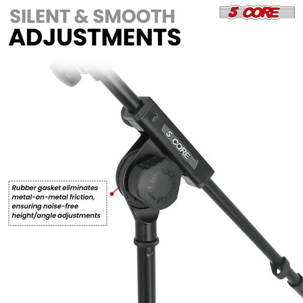5 Core Mic Stand Adjustable Microphone Stands Floor W 180° Rotating Telescoping Metal Boom Arm - Image 3