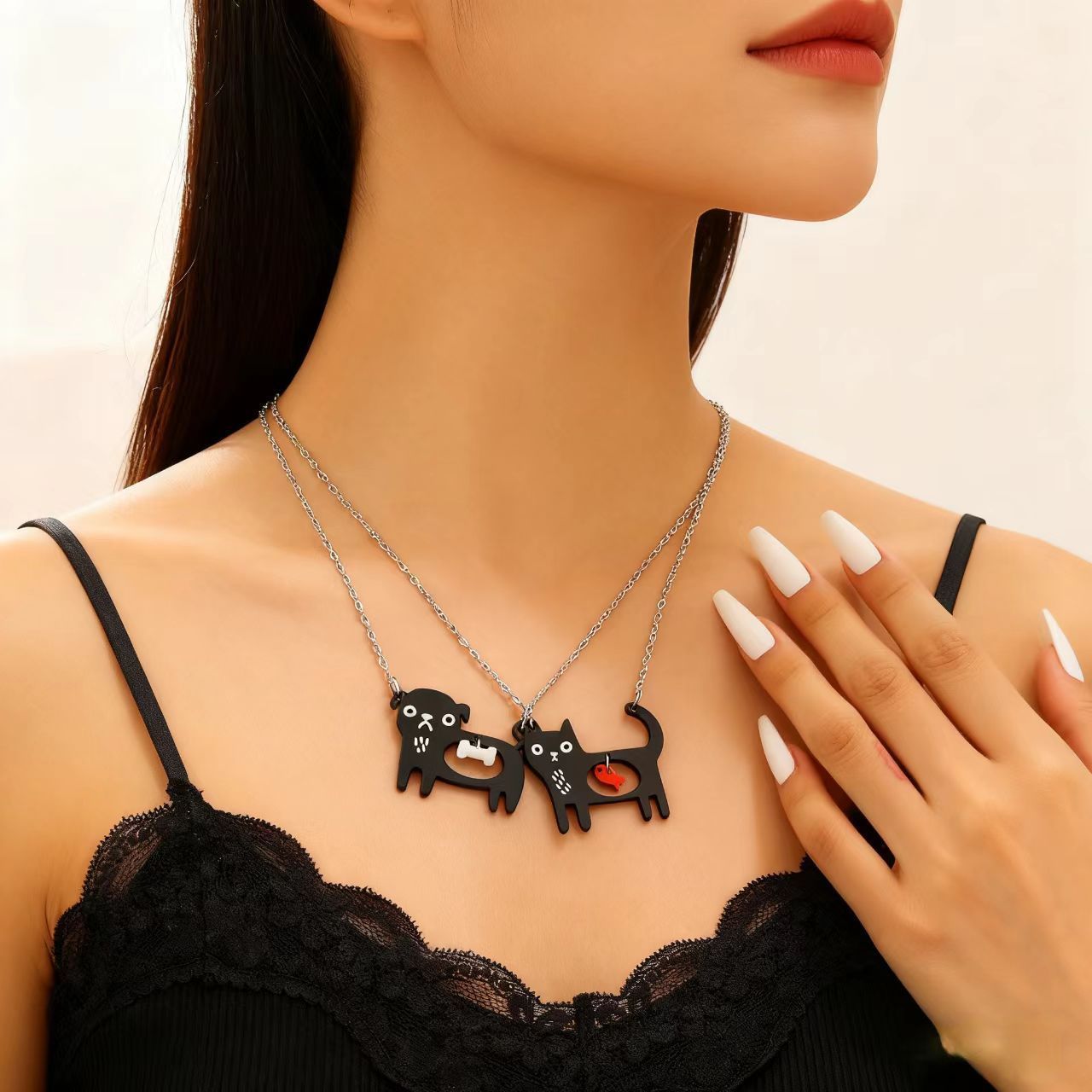 Cute Dog Cat Cartoon Necklace Ins Creative Collarbone Chain - Image 2