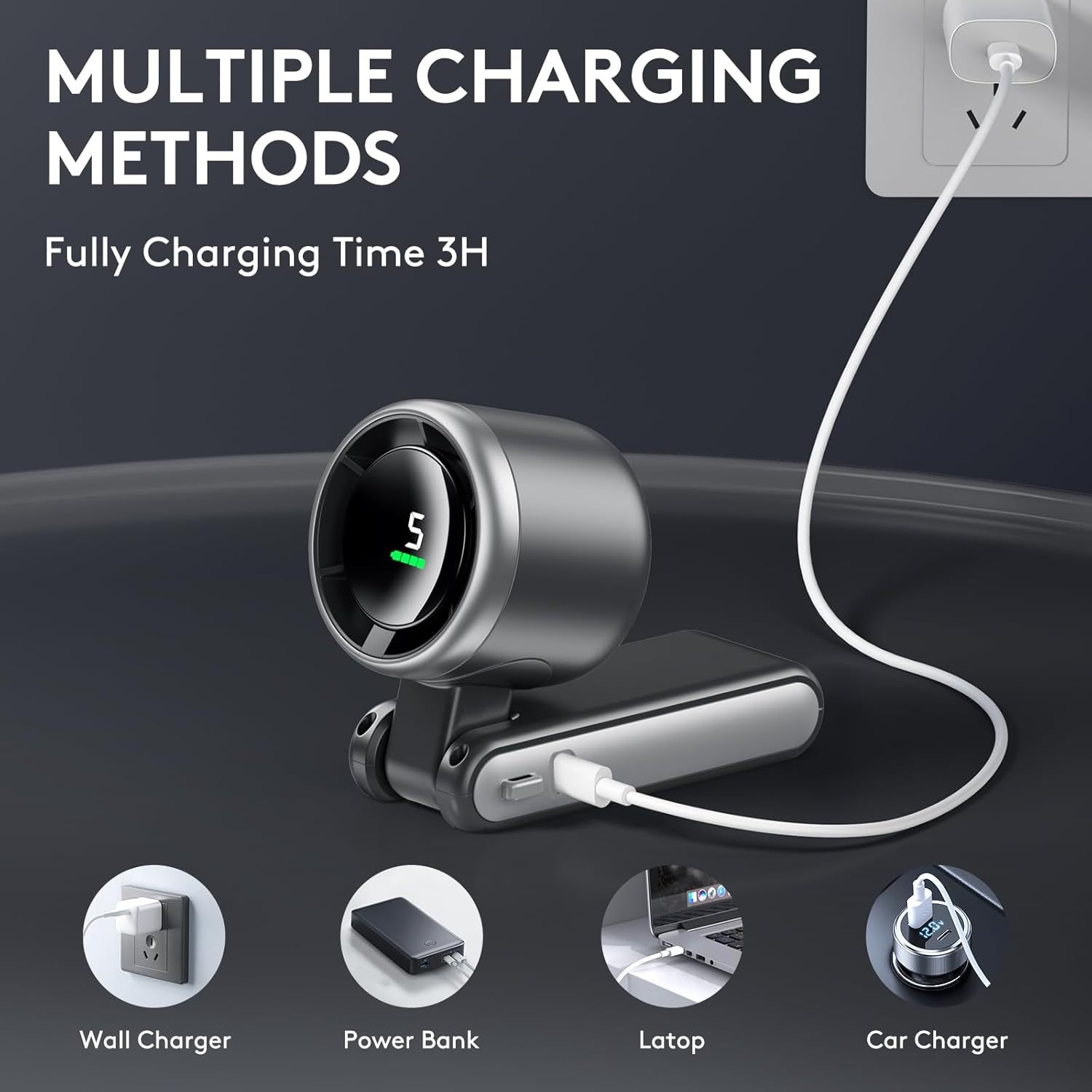 3 IN 1 Portable Handheld Turbo Fan, 5 Gear Wind,2500mAh Battery,World Cup USA Soccer Fan Portable Fan For Stadium Games - Image 6
