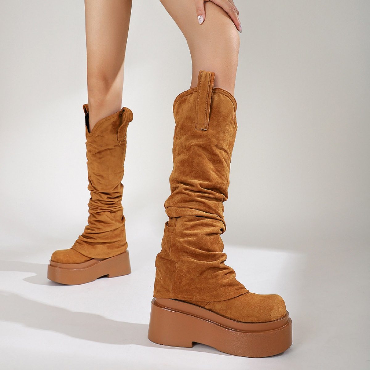 European And American Womens Chunky High Boots - Image 2