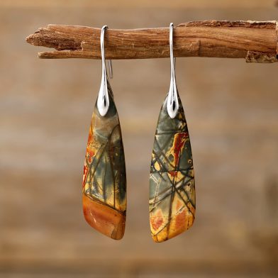Bohemian Emperor Stone Geometric Pendant Earrings