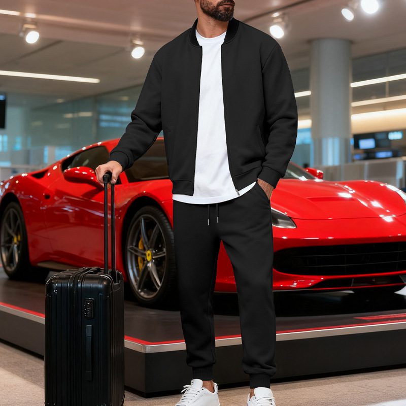 Mens Yolk-zip Baseball Jacket And Sportswear Set - Image 4