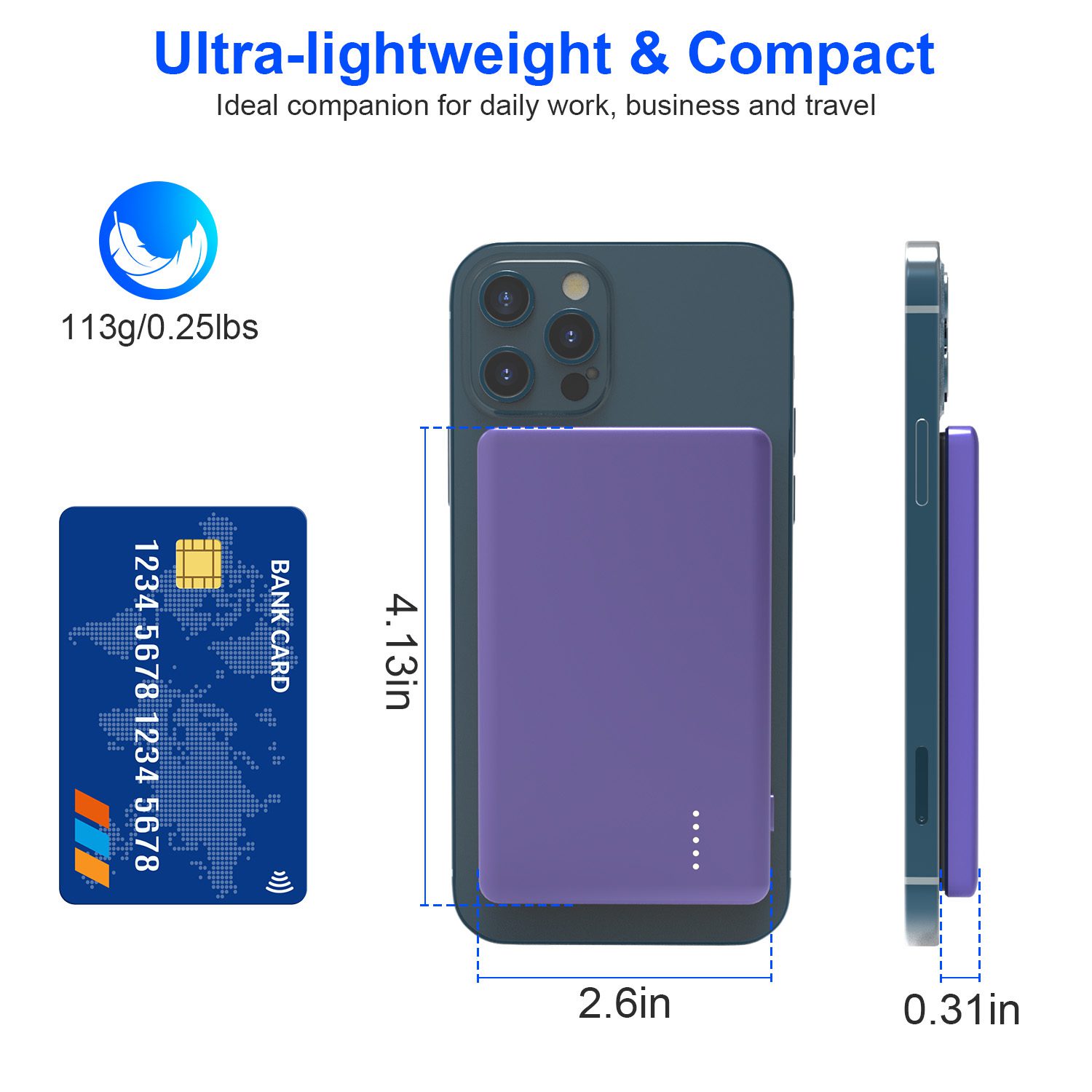 2 In 1 5000mAh 8MM Slim MagSafe Wireless Power Bank PD20W Magnetic Fast Charger Portable Phone Charger Fit For IOS Phone 15 14 13 12 Series And More - Image 5
