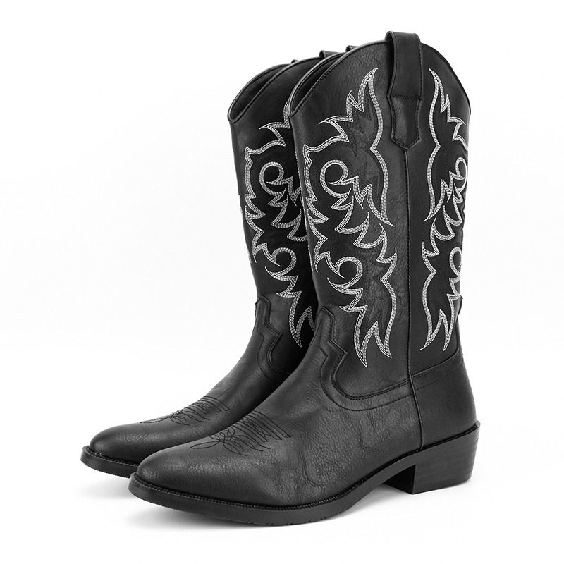 Men's Embroidery Retro High Leg Boot - Image 2