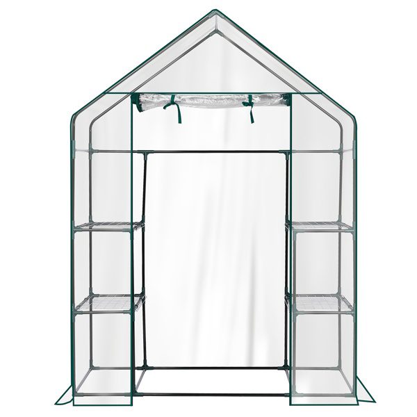 Mini Walk-in Greenhouse With PVC Cover, 4-Shelf Indoor Outdoor Plant Gardening Green House For Garden Backyard, 56inch X 29inch X 77inch, Transparent - Image 5
