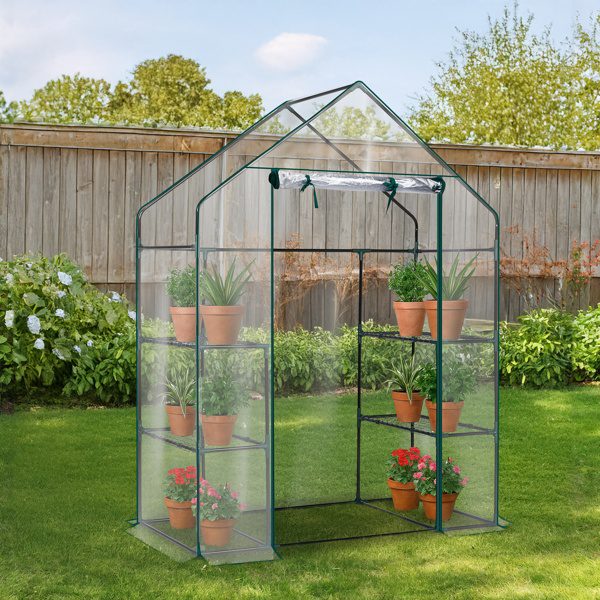 Mini Walk-in Greenhouse With PVC Cover, 4-Shelf Indoor Outdoor Plant Gardening Green House For Garden Backyard, 56inch X 29inch X 77inch, Transparent - Image 8