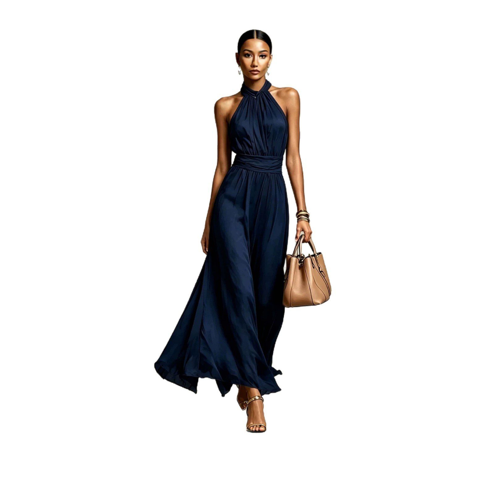 Resort-style Waist-cinching Figure-flattering Pleated Dress - Image 5