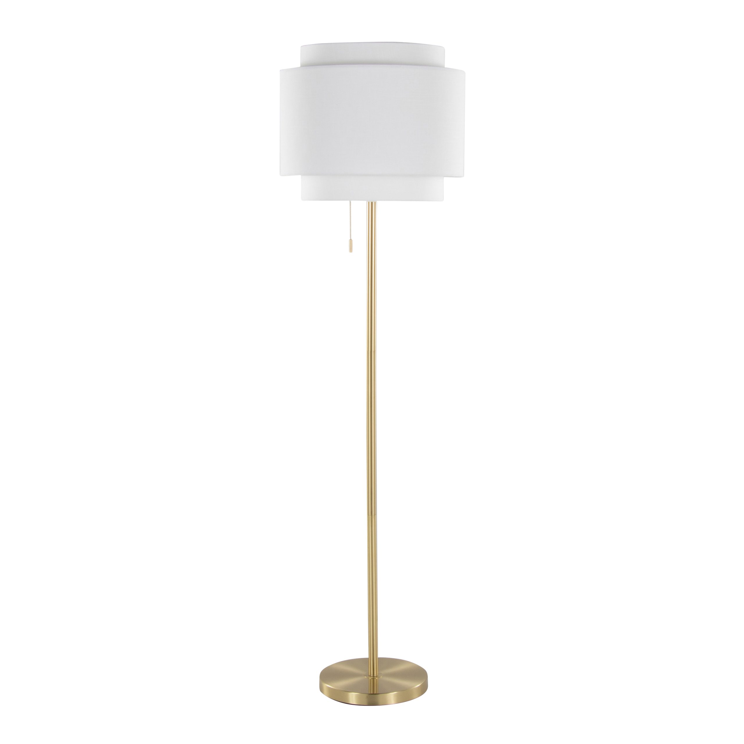 Tier 64inch Contemporary Metal Floor Lamp In Gold Metal With Off-White Linen Shade - Image 9