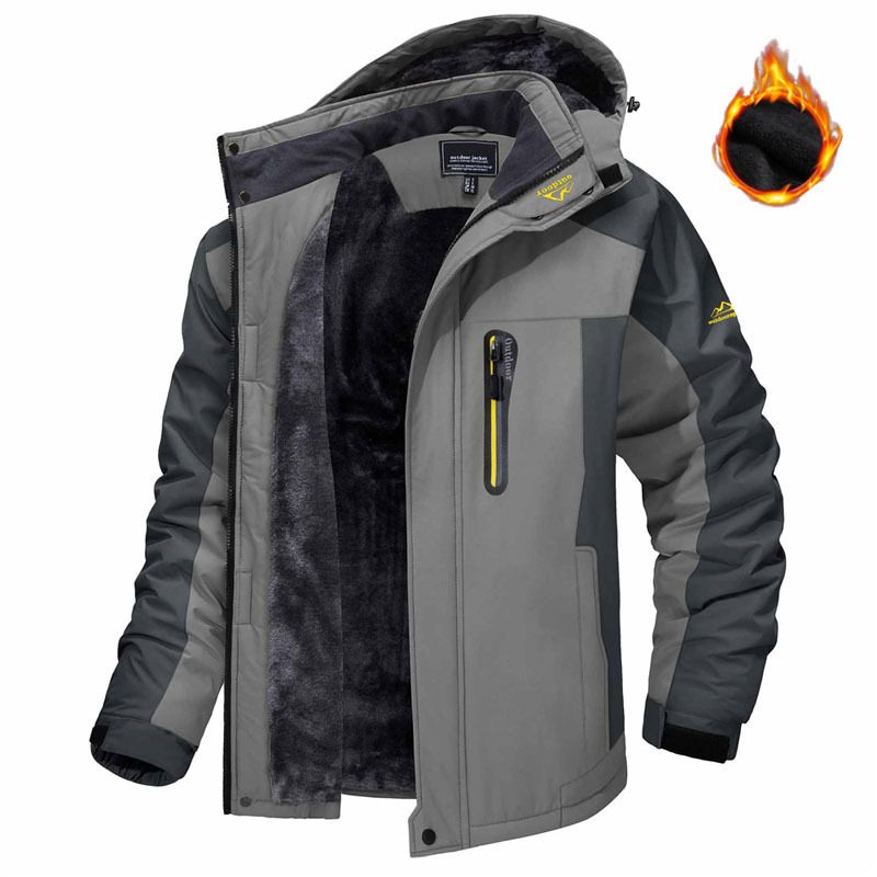 Winter Hooded Jacket Fashion Casual Warm Fleece Coat Windproof Rainproof Parka Windbreaker Men's Top - Image 9