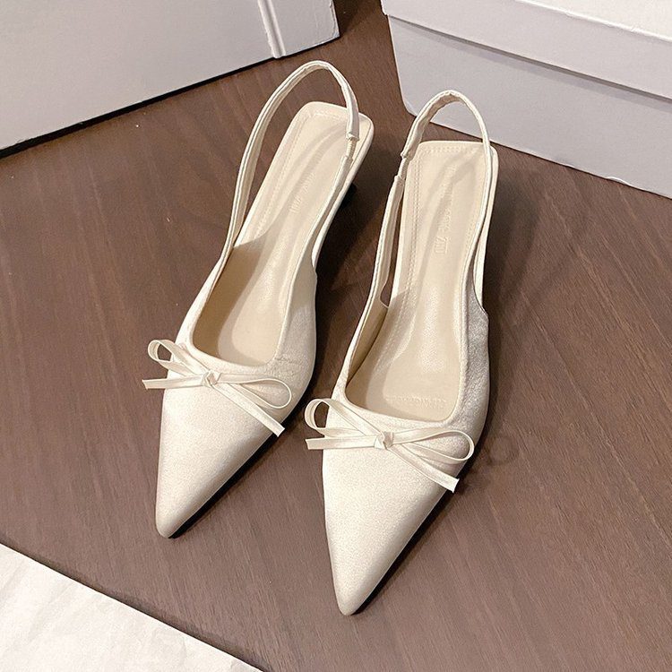Arrival Fashionable Minimalist Pointed-toe High-heeled Sandals With A Bow On The Toe - Image 4