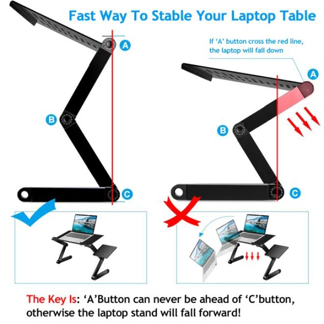 Foldable Laptop Desk With Mouse Board And Aluminum Alloy Tray - Image 3