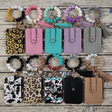 Silicone Bead Bracelet Leather Wallet