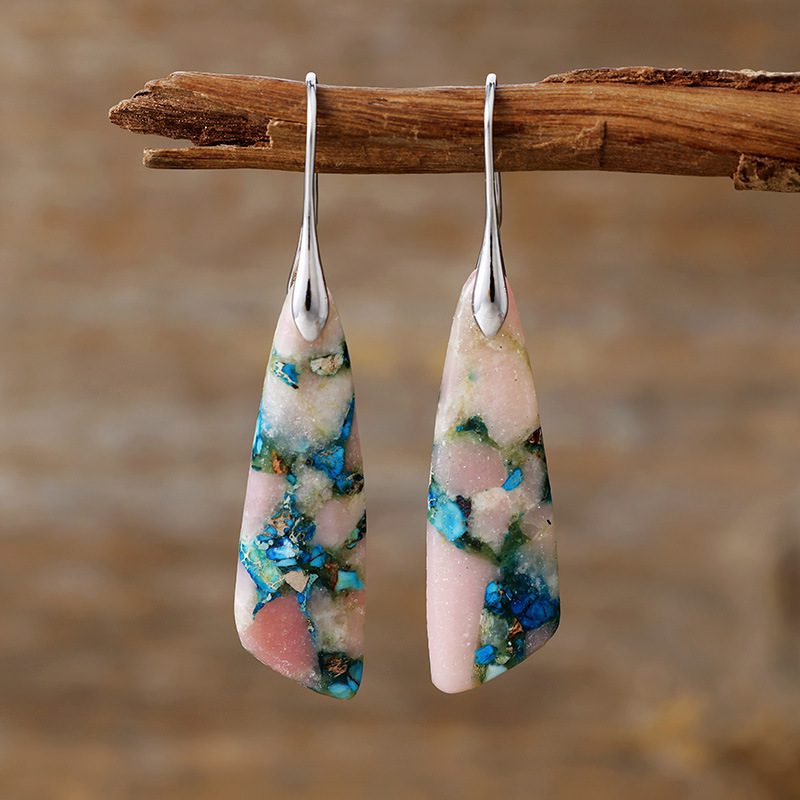 Bohemian Emperor Stone Geometric Pendant Earrings - Image 10