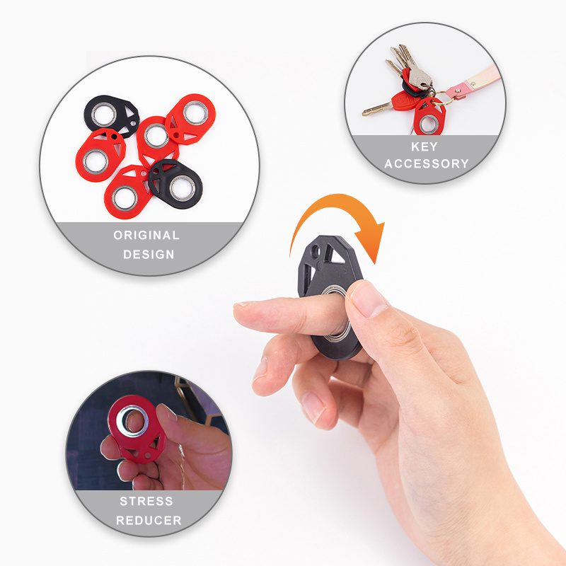 ميدالية مفاتيح مبتكرة بتصميم "سبينر" (Fidget Spinner) - لعبة يدوية لتخفيف التوتر والقلق، تعمل أيضاً كفتاحة زجاجات - مناسبة للأطفال.
