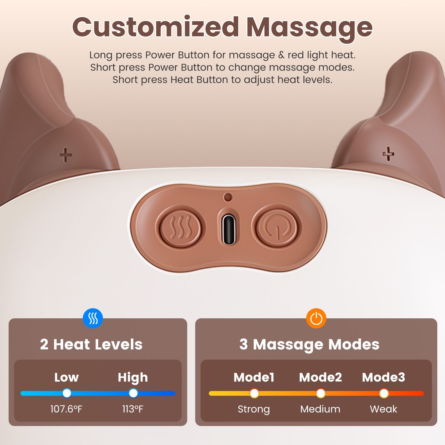 1Pc Human Like Neck Massager With Heat Cordless Neck Massager For Pain Relief Deep Tissue Shiatsu Massager For For Neck Shoulders Back Legs - Image 9