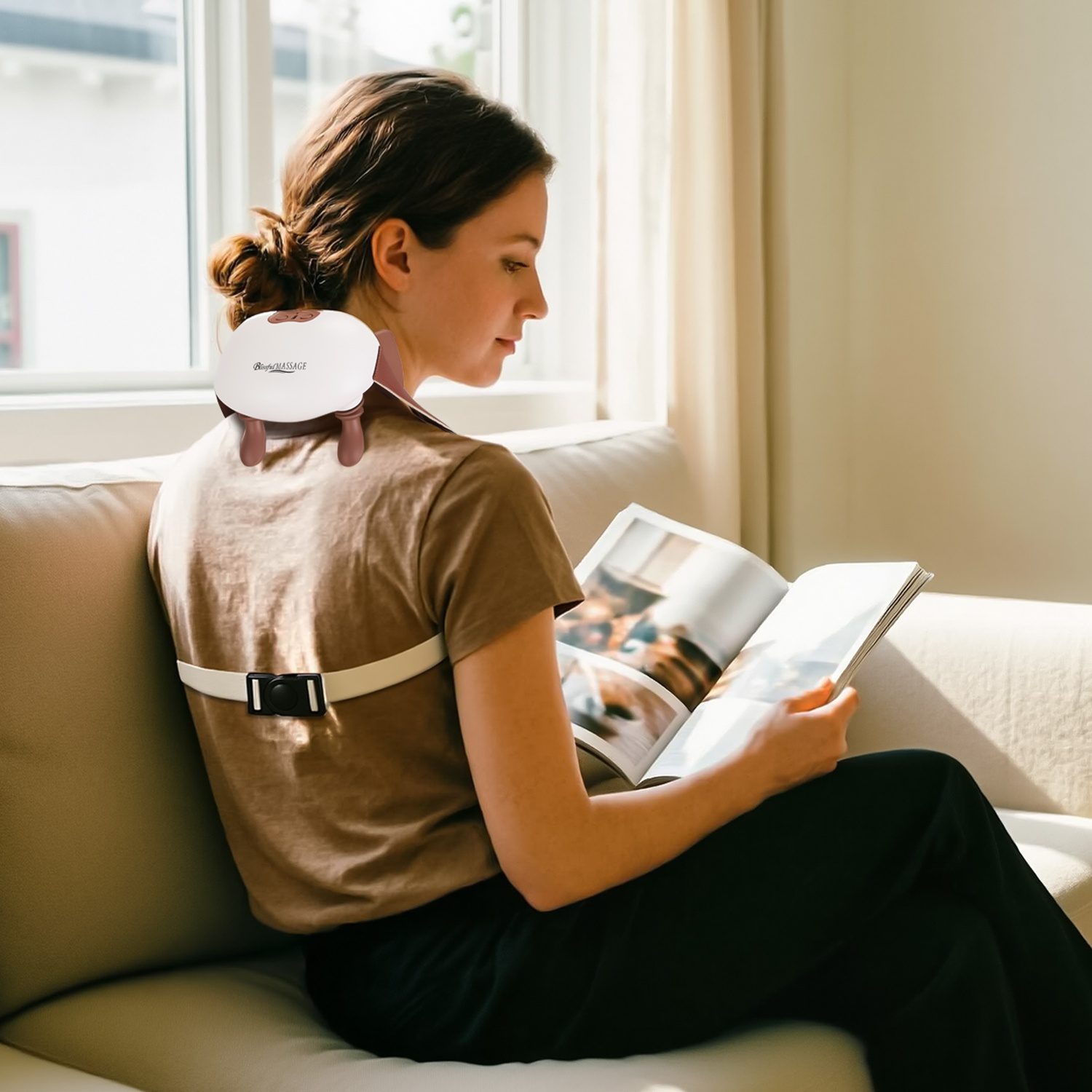 1Pc Human Like Neck Massager With Heat Cordless Neck Massager For Pain Relief Deep Tissue Shiatsu Massager For For Neck Shoulders Back Legs - Image 3